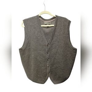 Jos A Bank Reserve Sz L Sweater Vest Merino Wool Blend Brown Button Joseph